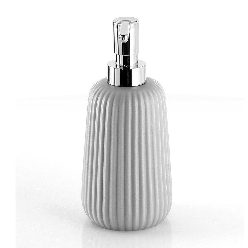 Dispenser sapone da appoggio in ceramica con erogatore in plastica cromata Gedy modello Marika - Grigio