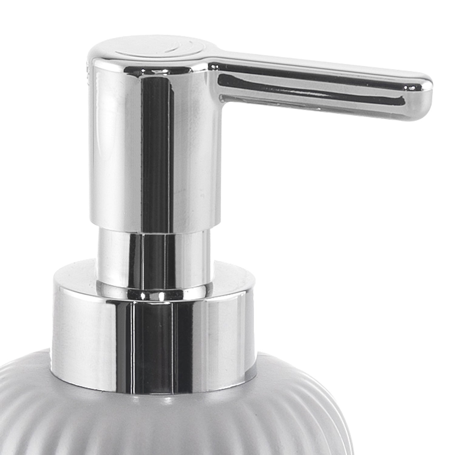 Dispenser sapone da appoggio in ceramica con erogatore in plastica cromata Gedy modello Marika - Grigio