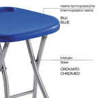 Sgabello Gedy richiudibile in resine termoplastiche e metallo - Blu