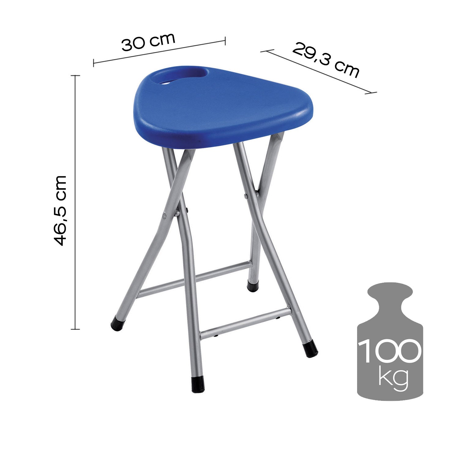 Sgabello Gedy richiudibile in resine termoplastiche e metallo - Blu