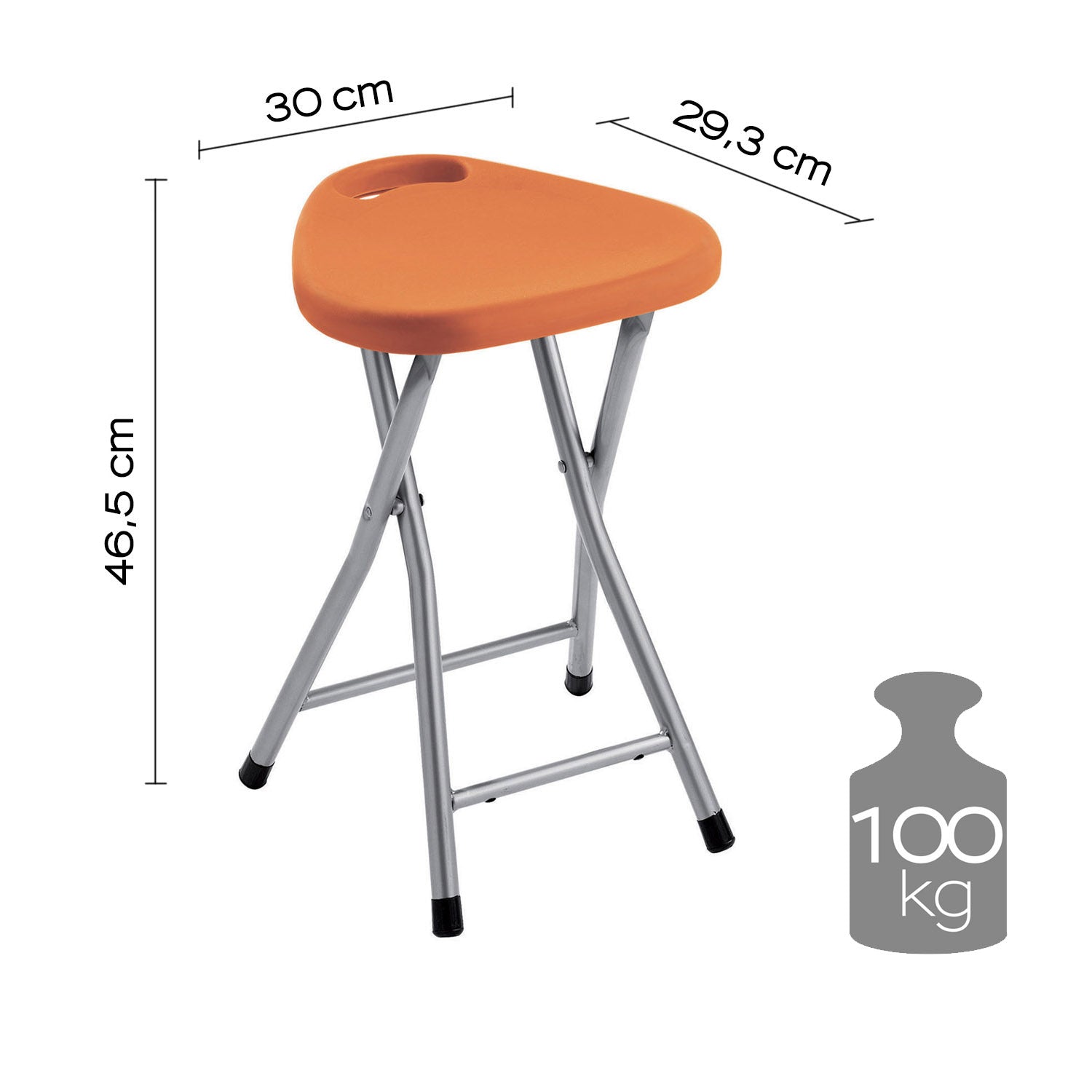Sgabello Gedy richiudibile in resine termoplastiche e metallo - Arancione