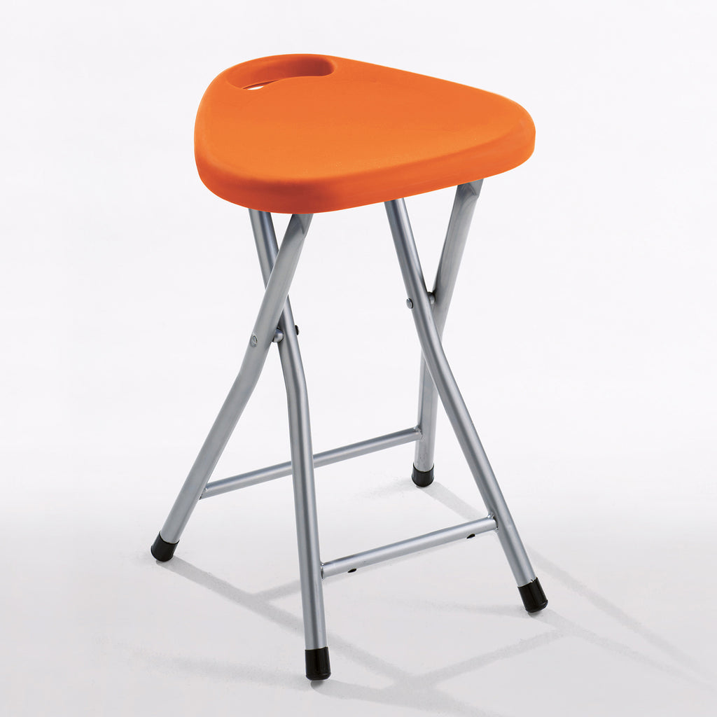 Sgabello Gedy richiudibile in resine termoplastiche e metallo - Arancione