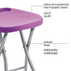 Sgabello Gedy richiudibile in resine termoplastiche e metallo - Lilla