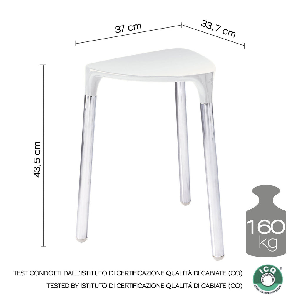 Sgabello Yannis di Gedy in acciaio inox e resine termoplastiche - Bianco