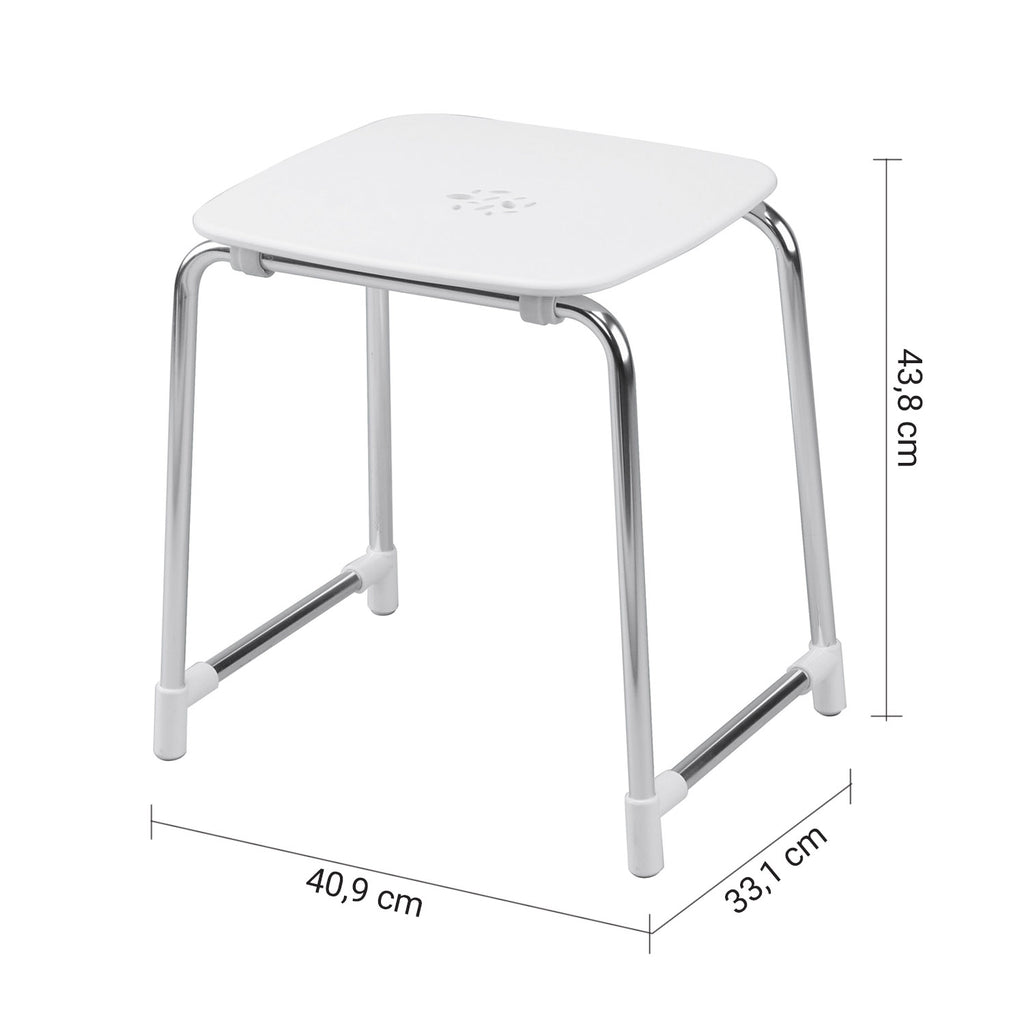 Sgabello Prima Classe di Gedy in Alluminio e ABS - Bianco/Cromato