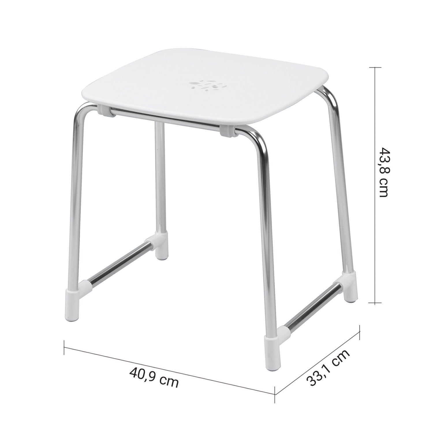 Sgabello Prima Classe di Gedy in Alluminio e ABS - Bianco/Cromato