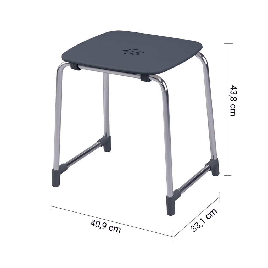 Sgabello Prima Classe di Gedy in Alluminio e ABS - Antracite/Cromato
