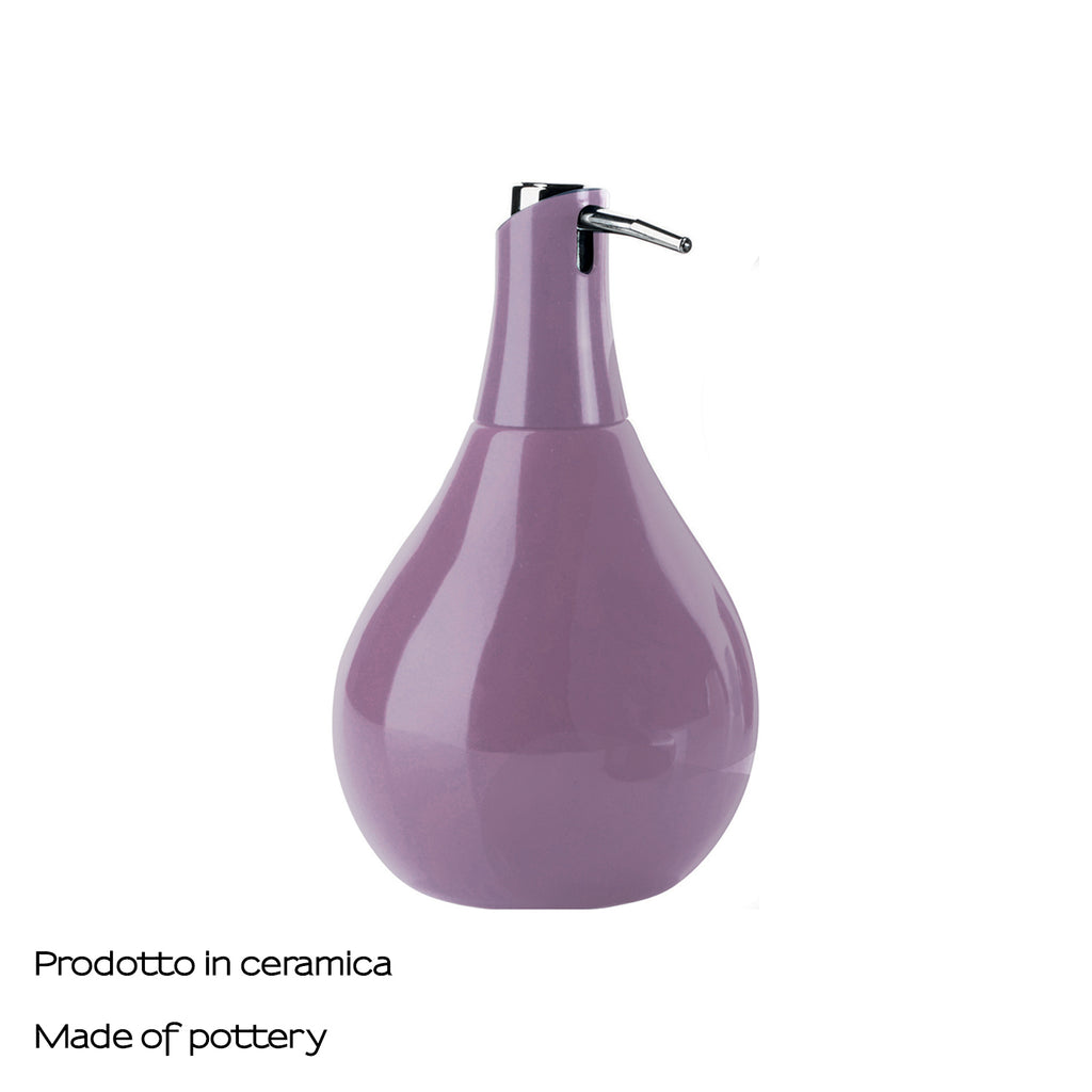 Dispenser sapone in ceramica con erogatore in plastica cromata Gedy modello Azalea - Lilla