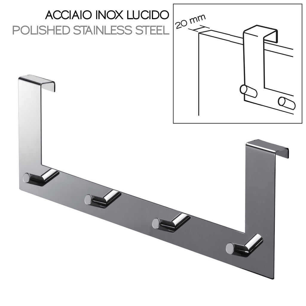 Appendiabiti Morgana multiplo sopraporta da 20 mm - Cromato