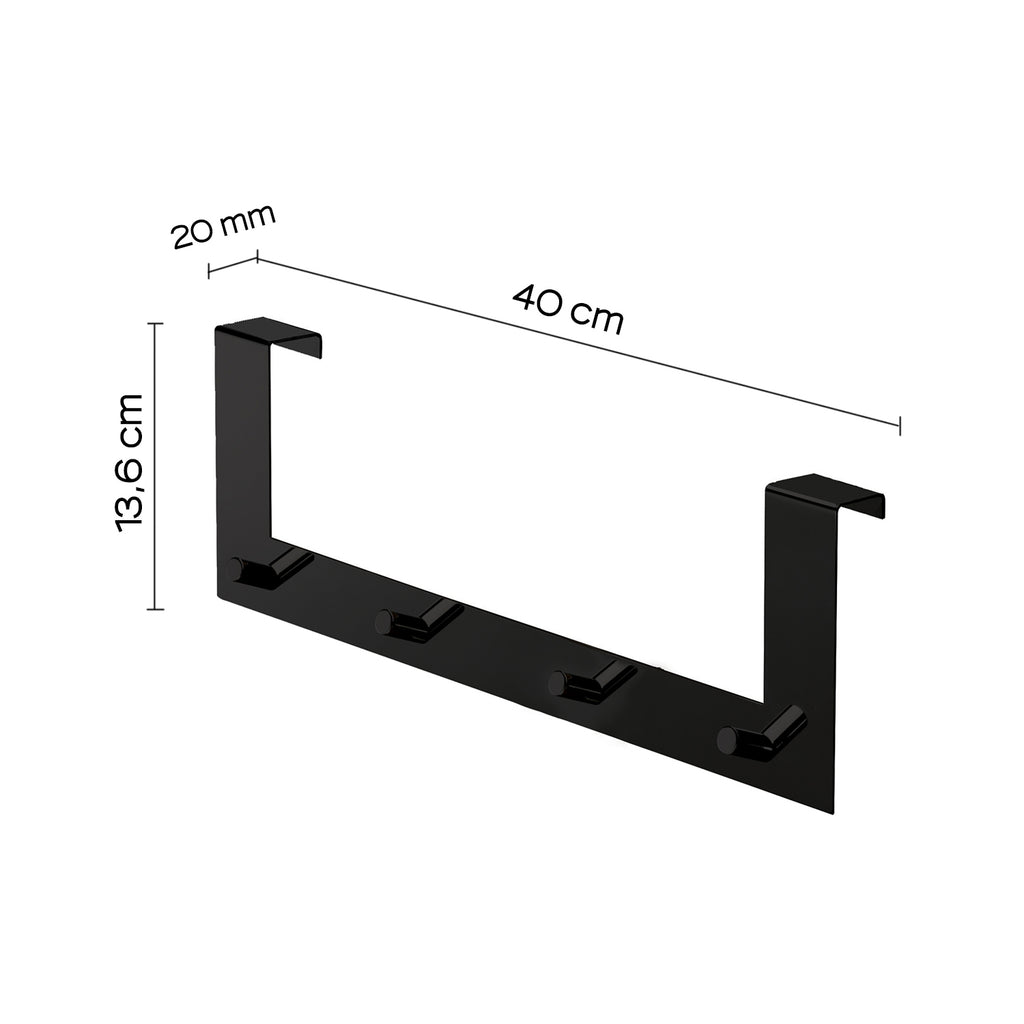 Appendiabiti Morgana multiplo sopraporta da 20 mm - Nero Matt