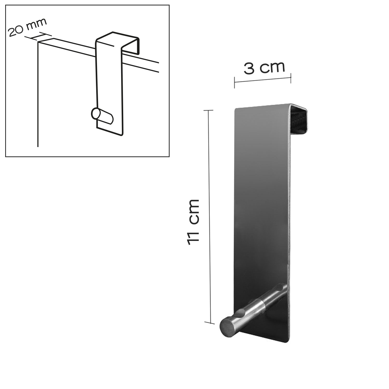 Appendiabiti Morgana singolo sopraporta da 20 mm - Cromato