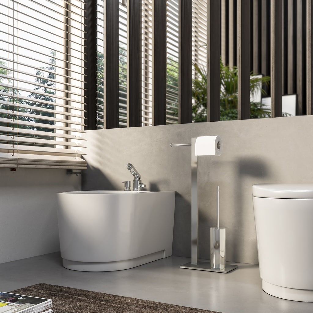 Piantana portarotolo di Gedy modello Tobia in Acciaio Inox - Cromato