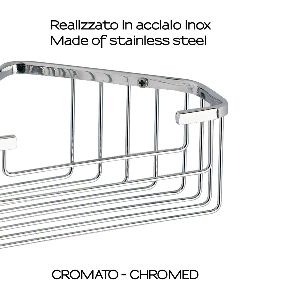 Portaoggetti doccia angolare modello Augustus di Gedy - Cromato