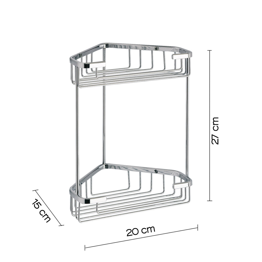Portaoggetti doccia angolare a due ripiani modello Augustus di Gedy - Cromato