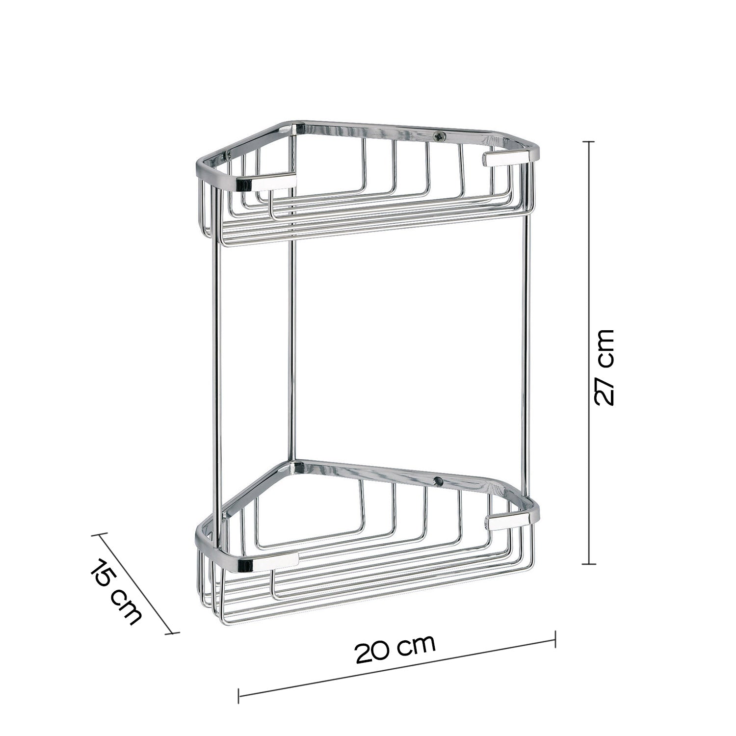 Portaoggetti doccia angolare a due ripiani modello Augustus di Gedy - Cromato