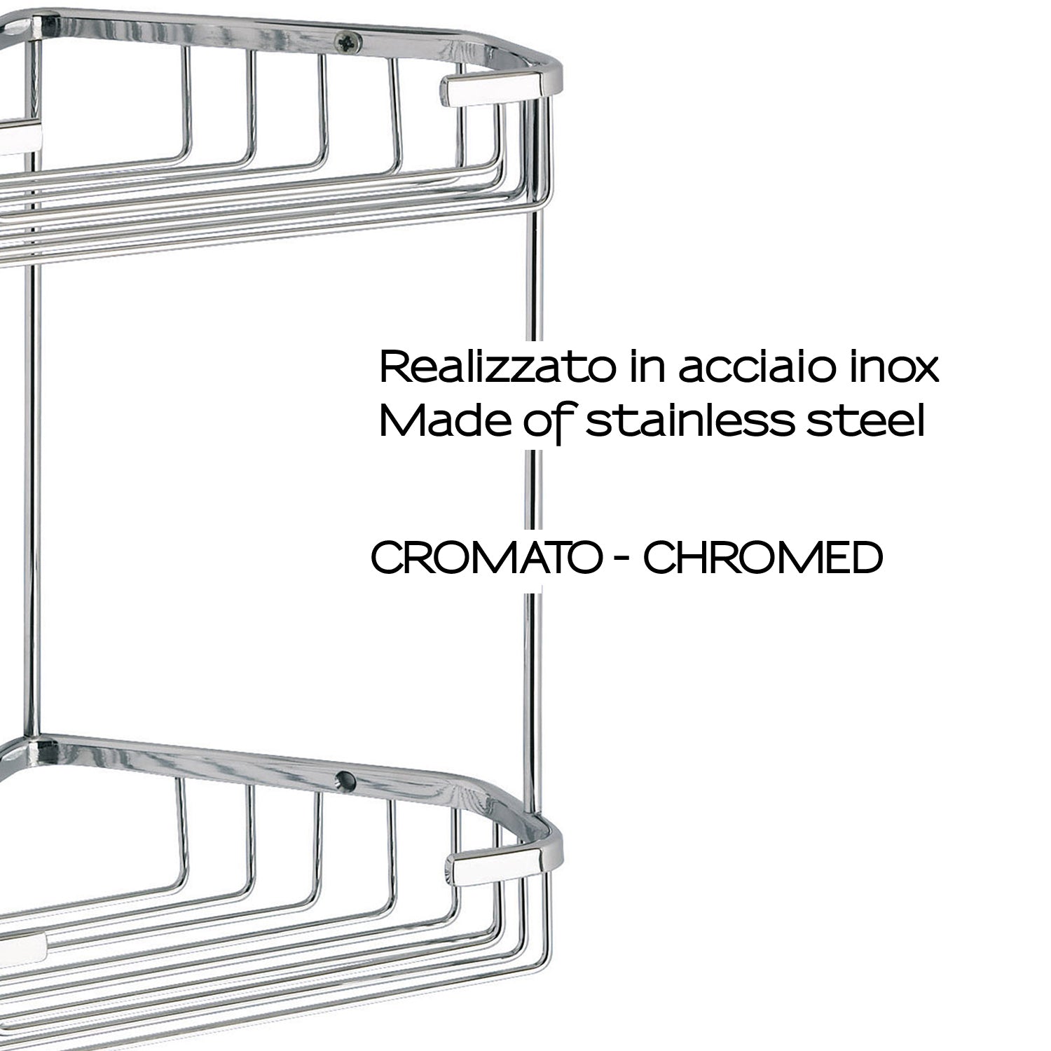 Portaoggetti doccia angolare a due ripiani modello Augustus di Gedy - Cromato