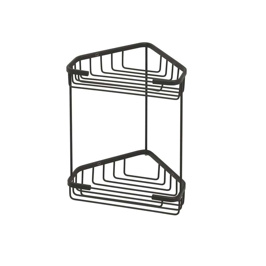 Portaoggetti doccia angolare a due ripiani modello Augustus di Gedy - Nero Matt