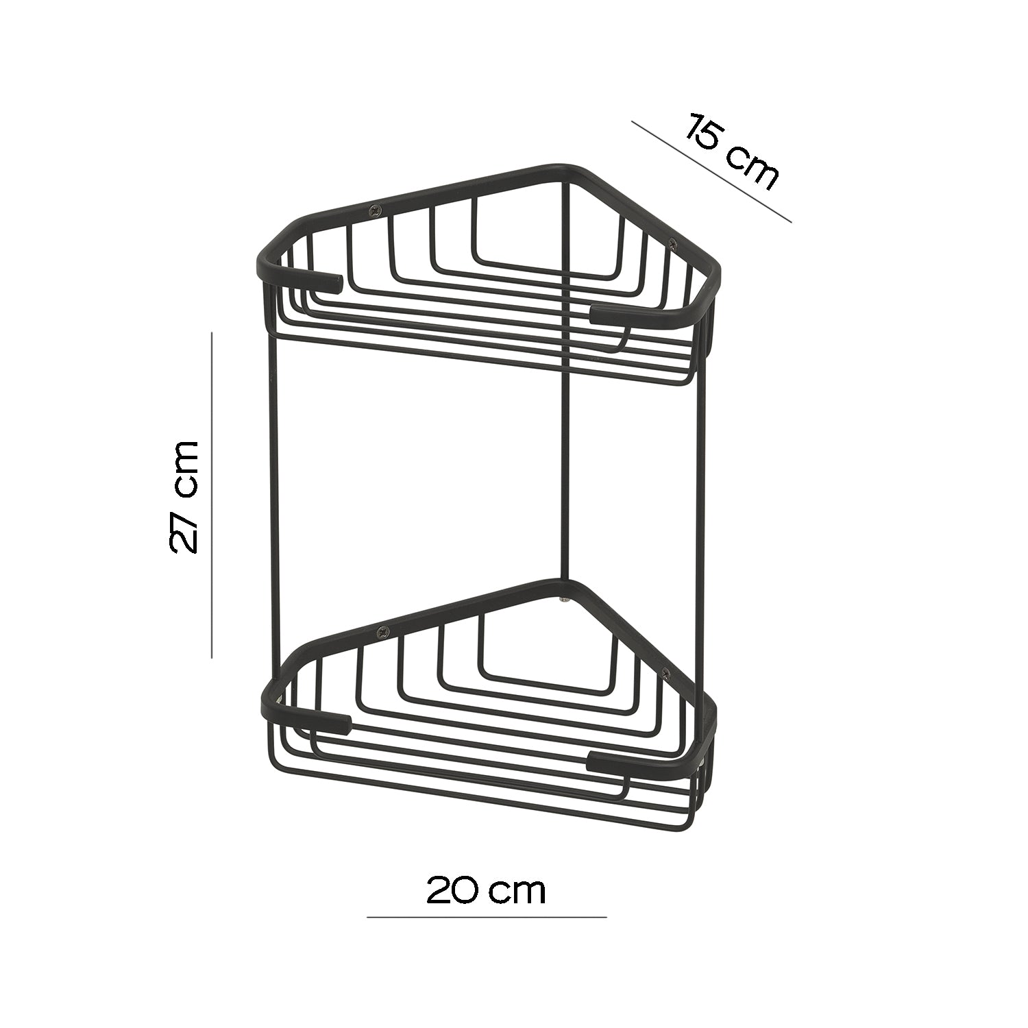 Portaoggetti doccia angolare a due ripiani modello Augustus di Gedy - Nero Matt