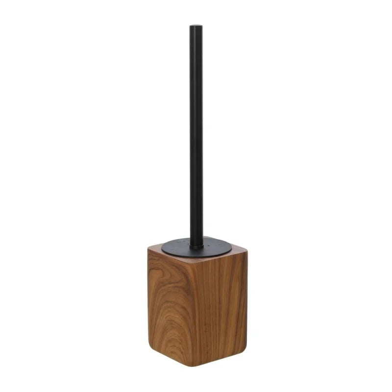 Porta scopino wc dâ€™appoggio BathCore serie RootsNero/Effetto legno