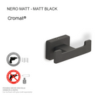 Appendiabiti doppio a parete in Acciaio Inox Gedy modello Atena - Nero Matt