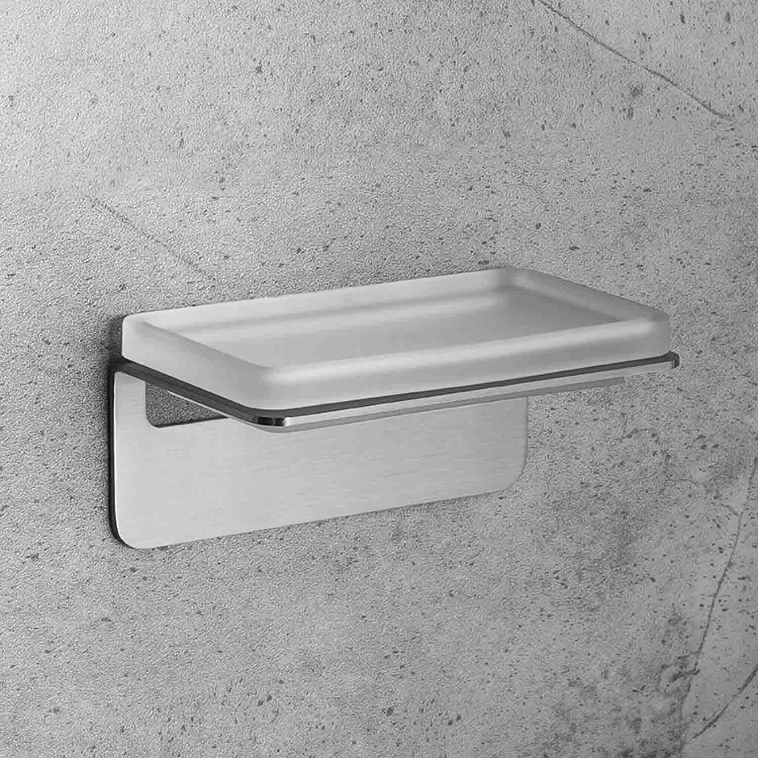 Porta sapone satinato con biadesivo collezione Over di Colombo Design