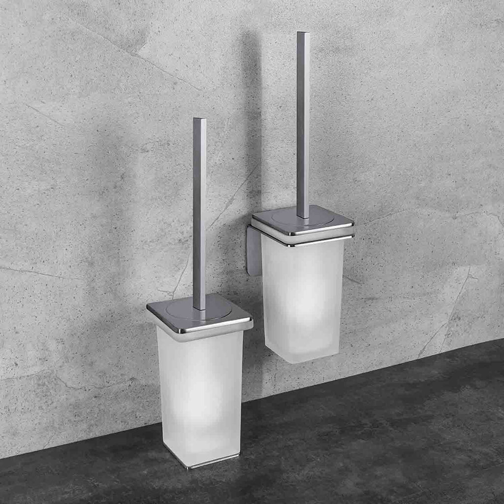 Porta scopino satinato con biadesivo collezione Over di Colombo Design