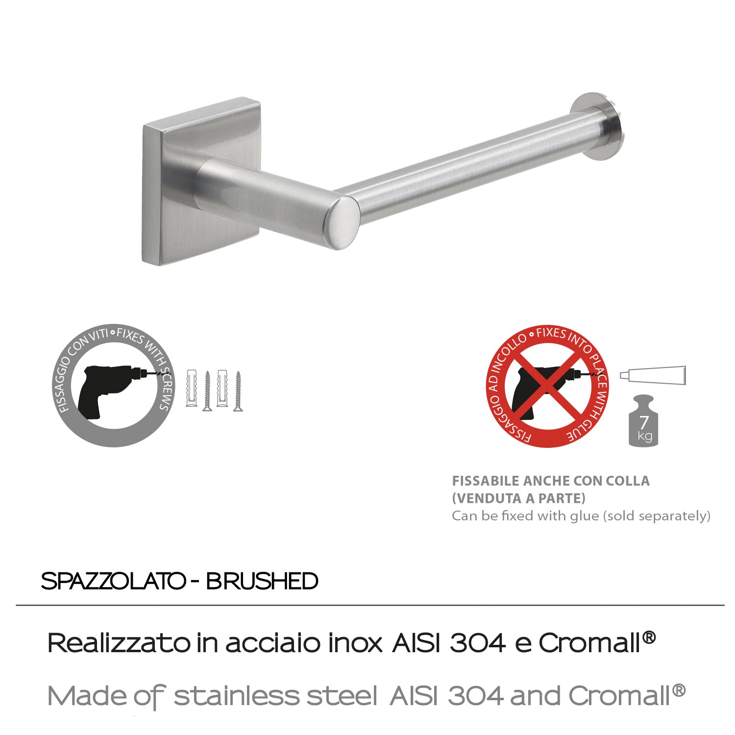 Portarotolo a muro Fuji di Gedy - Spazzolato