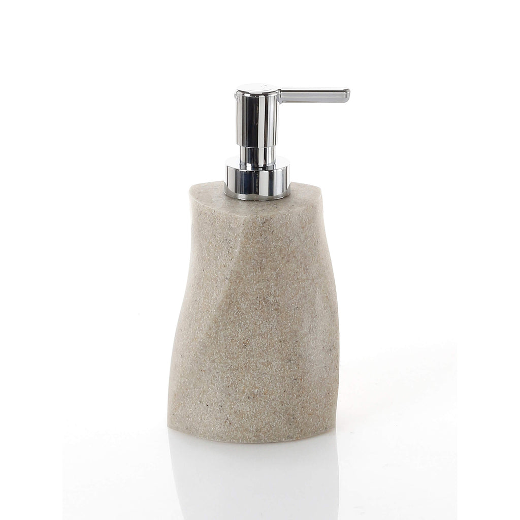 Dispenser sapone in resina e sabbia con erogatore cromato Gedy serie Libra - Beige