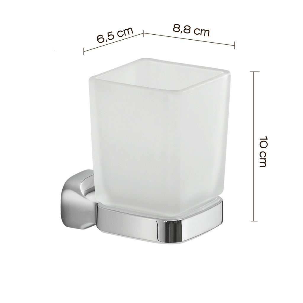 Portaspazzolini a parete in Acciaio Inox e Vetro Satinato Gedy serie Stelvio - Cromato