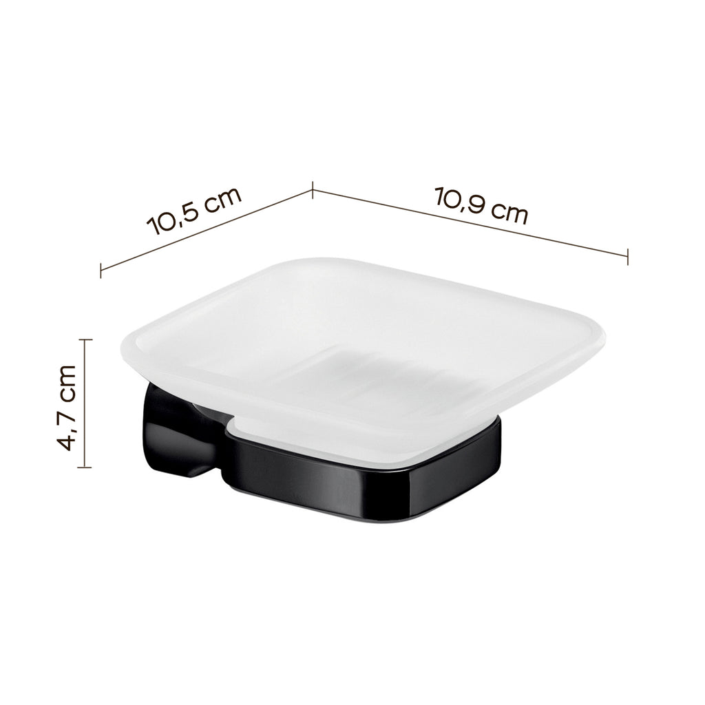 Portasapone a parete in Acciaio Inox e Vetro Satinato Gedy serie Stelvio - Nero Matt