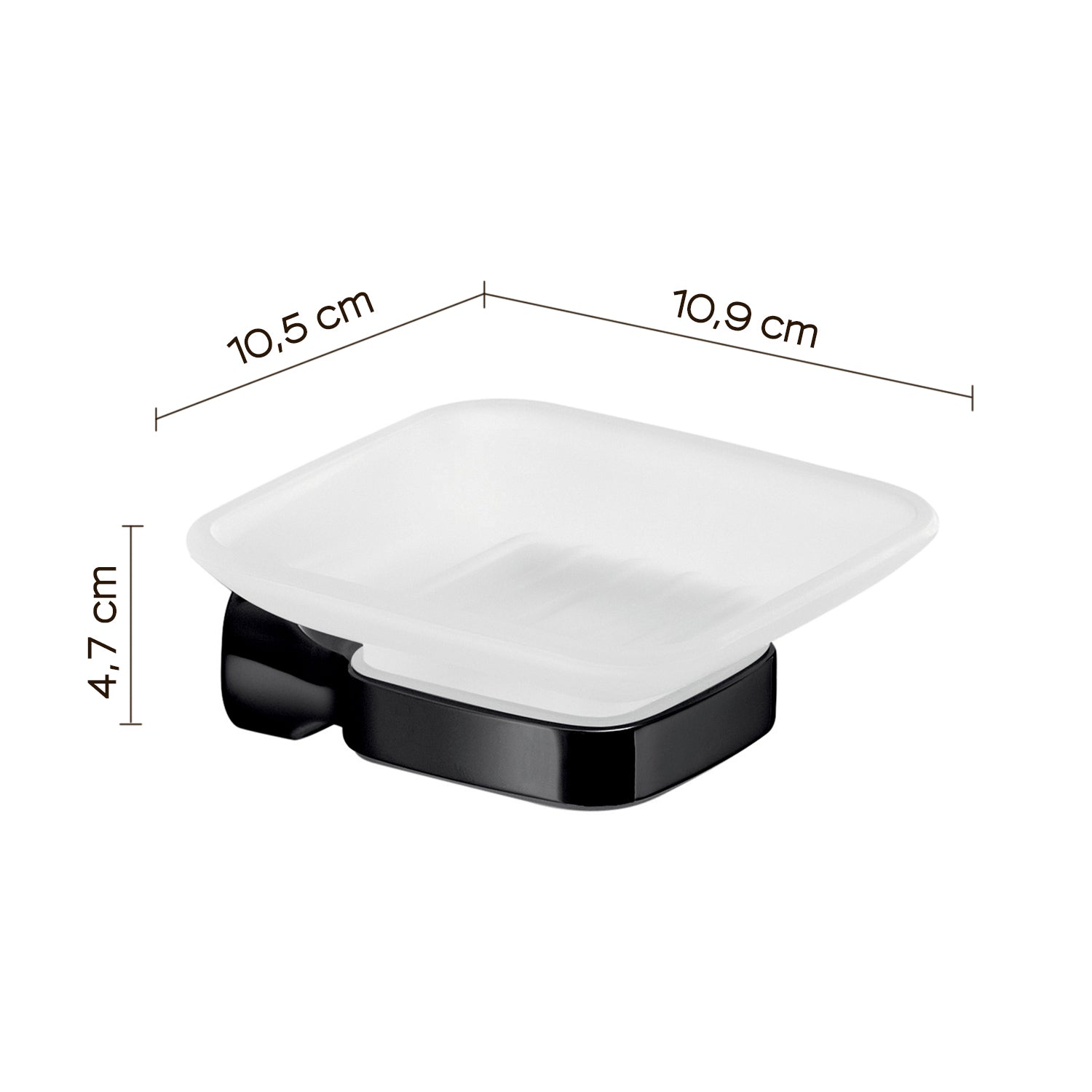 Portasapone a parete in Acciaio Inox e Vetro Satinato Gedy serie Stelvio - Nero Matt