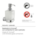 Dispenser sapone a parete in Acciaio Inox e Vetro Satinato Gedy serie Stelvio - Cromato