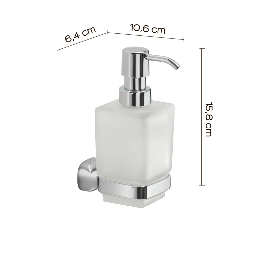Dispenser sapone a parete in Acciaio Inox e Vetro Satinato Gedy serie Stelvio - Cromato