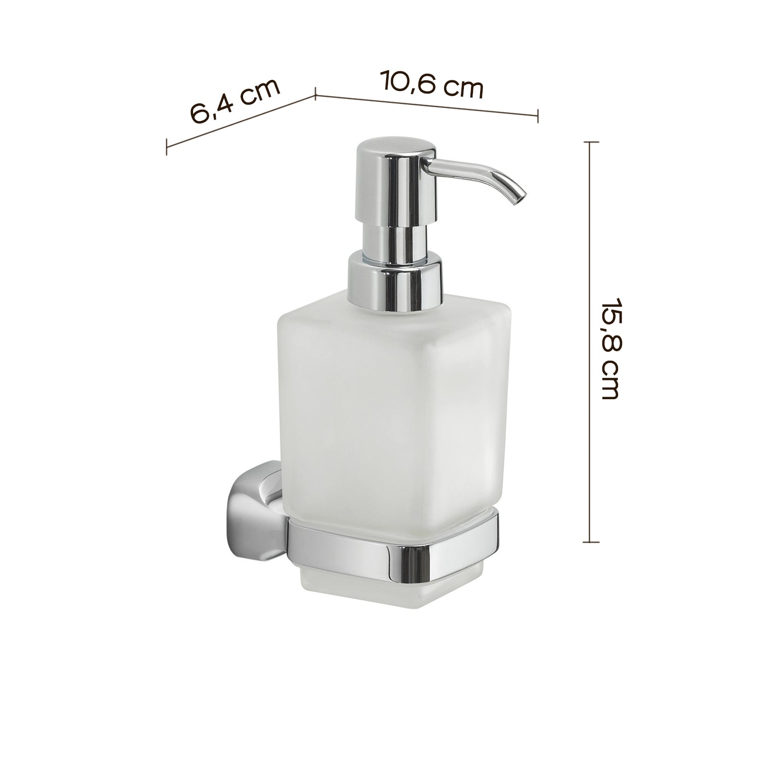Dispenser sapone a parete in Acciaio Inox e Vetro Satinato Gedy serie Stelvio - Cromato