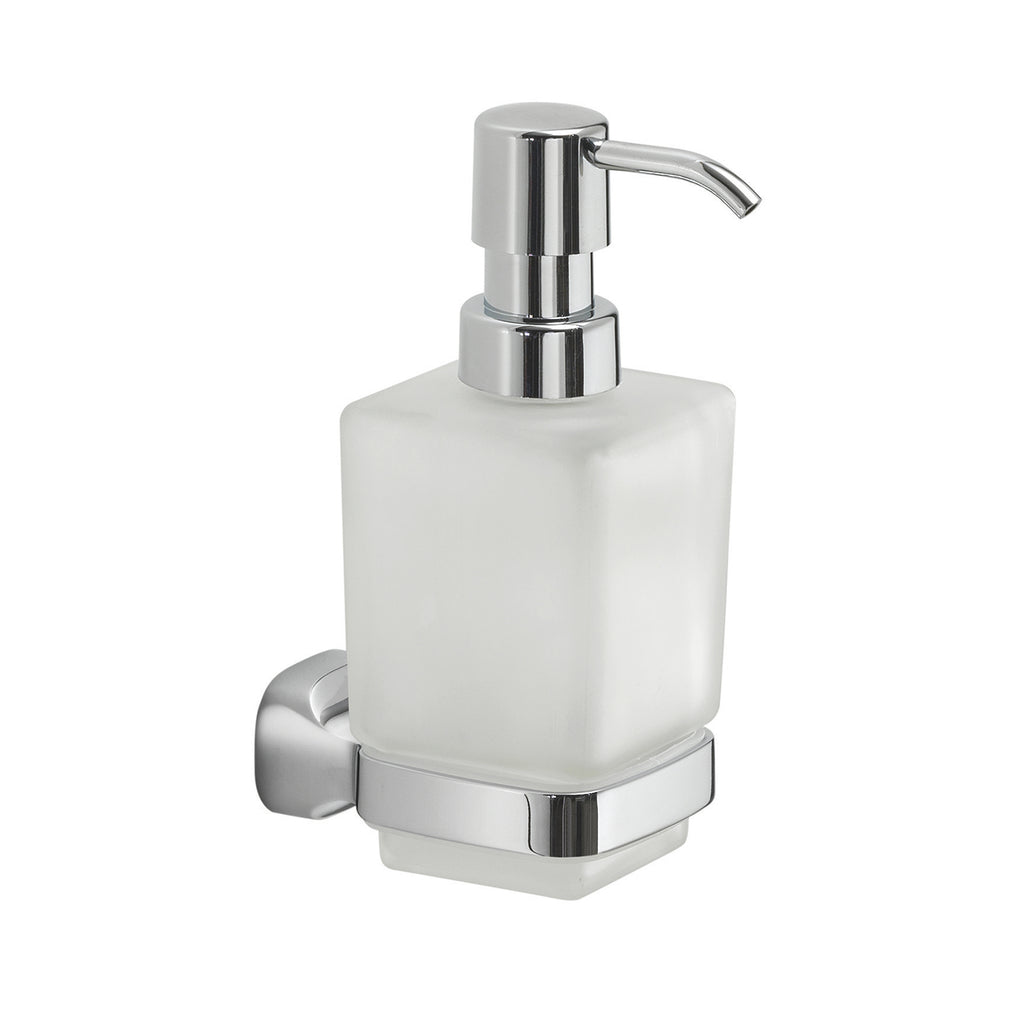 Dispenser sapone a parete in Acciaio Inox e Vetro Satinato Gedy serie Stelvio - Cromato