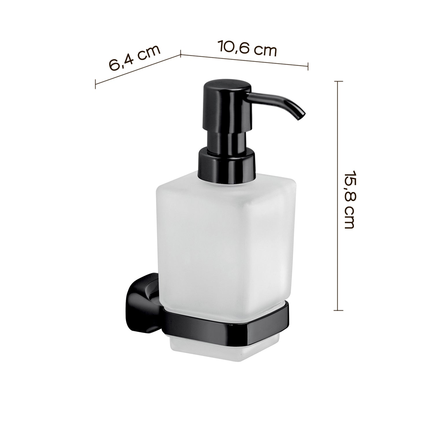 Dispenser sapone a parete in Acciaio Inox e Vetro Satinato Gedy serie Stelvio - Nero Matt