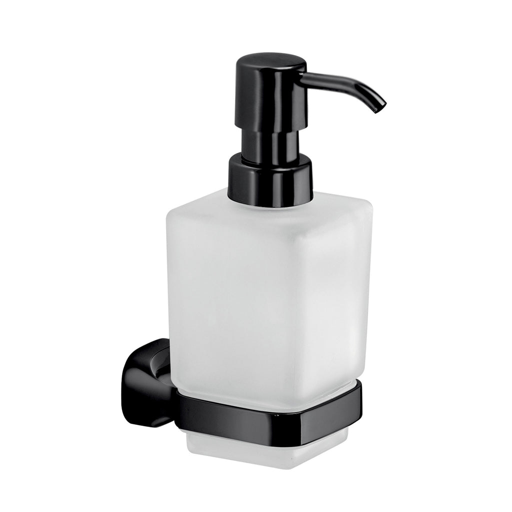 Dispenser sapone a parete in Acciaio Inox e Vetro Satinato Gedy serie Stelvio - Nero Matt