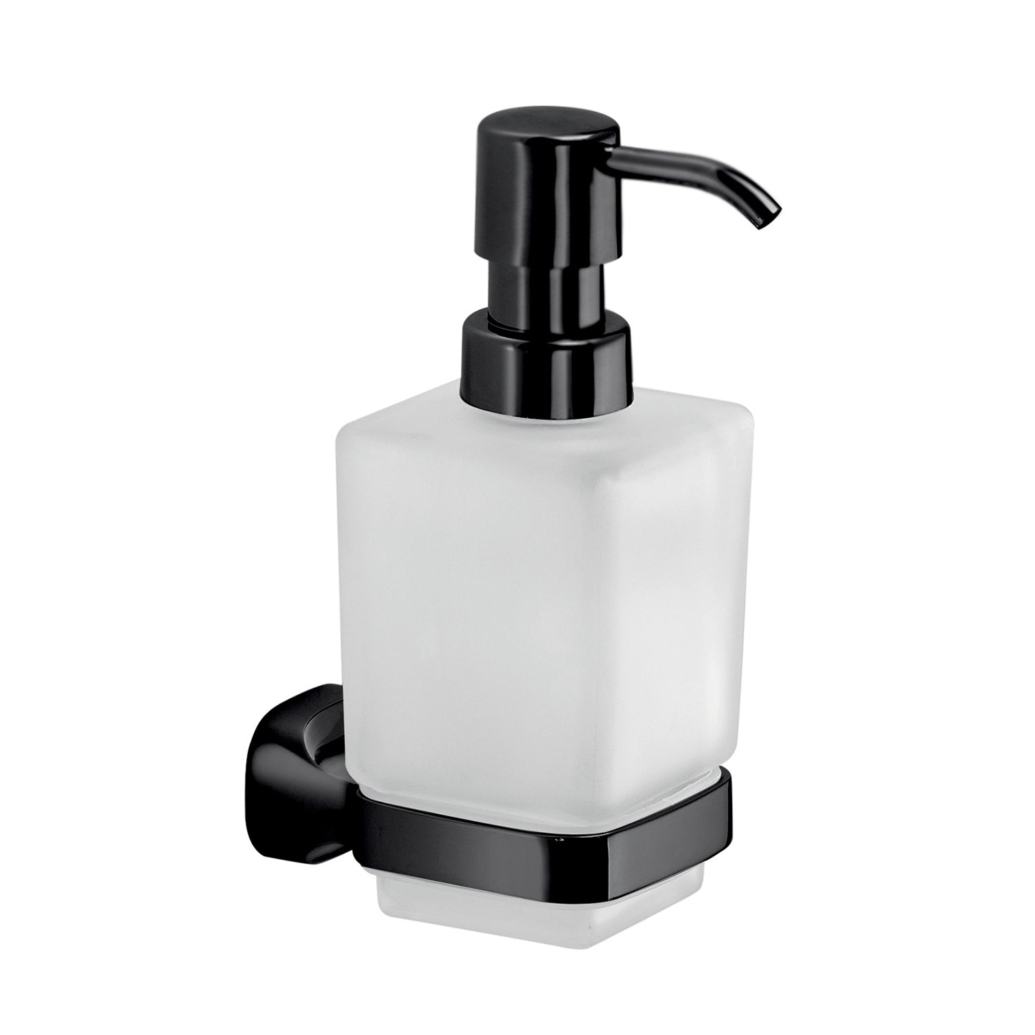 Dispenser sapone a parete in Acciaio Inox e Vetro Satinato Gedy serie Stelvio - Nero Matt
