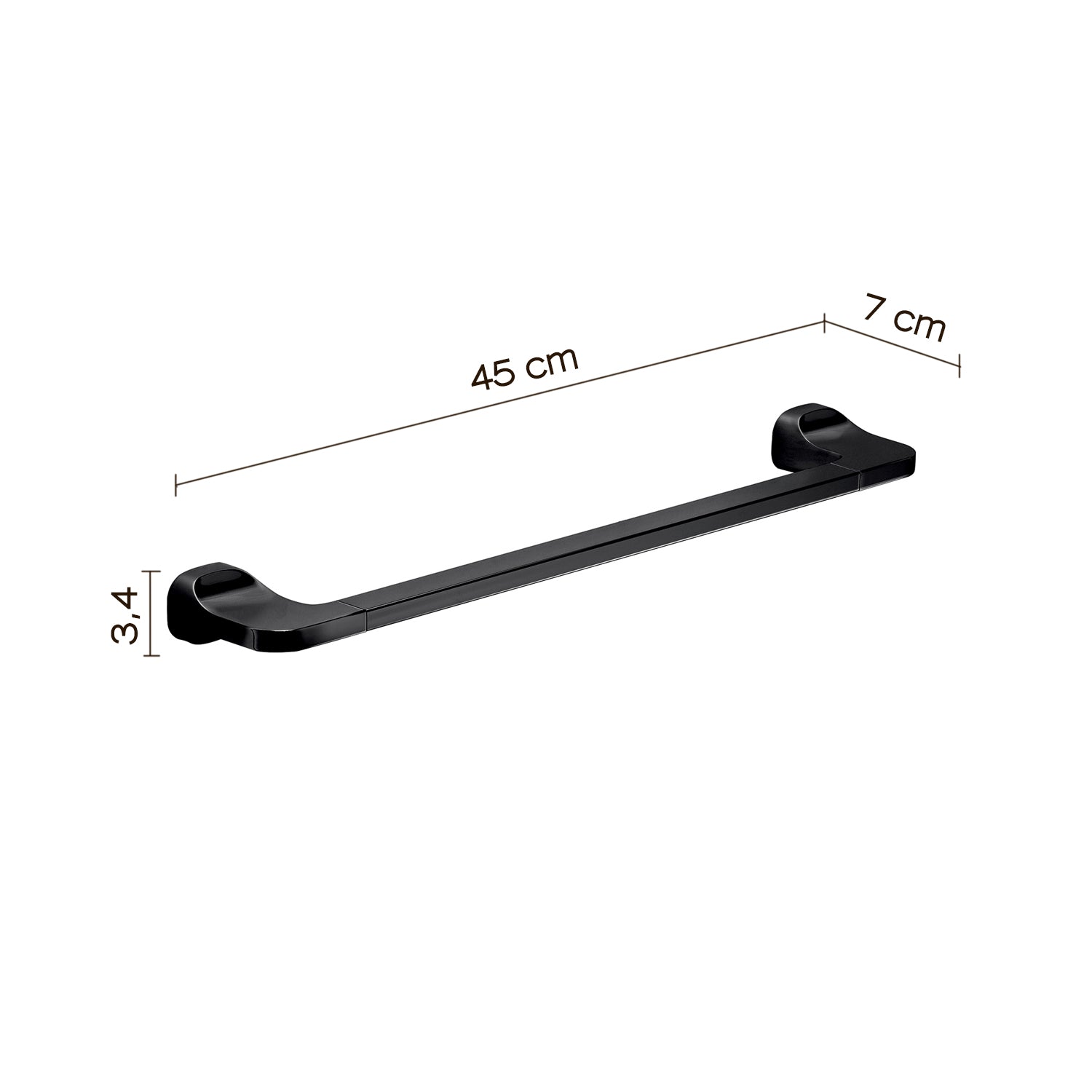 Porta asciugamani 45 cm in Acciaio Inox Gedy serie Stelvio - Nero Matt