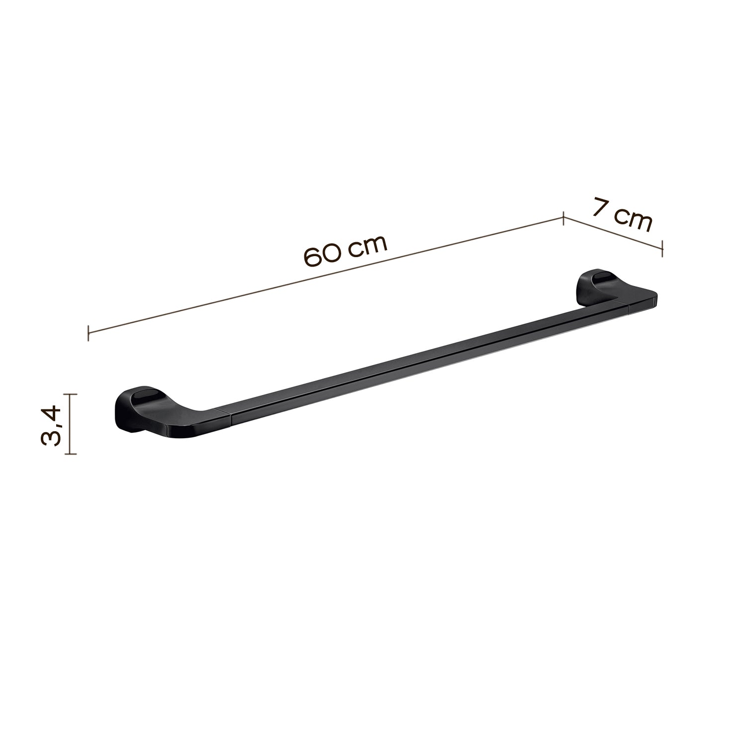 Porta asciugamani 60 cm in Acciaio Inox Gedy serie Stelvio - Nero Matt