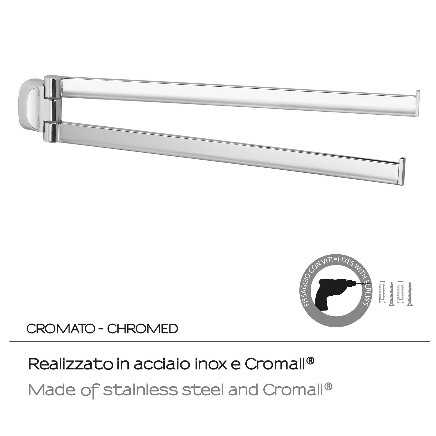 Porta asciugamani a snodo in Acciaio Inox Gedy serie Stelvio - Cromato