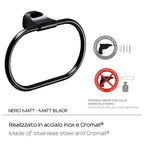 Porta asciugamani ad anello in Acciaio Inox Gedy serie Stelvio - Nero Matt