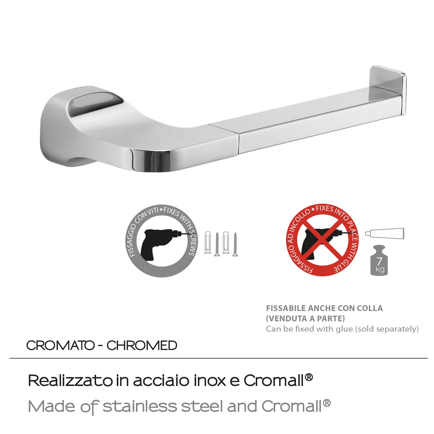 Portarotolo a parete in Acciaio Inox Gedy serie Stelvio - Cromato