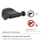 Appendiabiti doppio a parete in Acciaio Inox Gedy serie Stelvio - Nero Matt