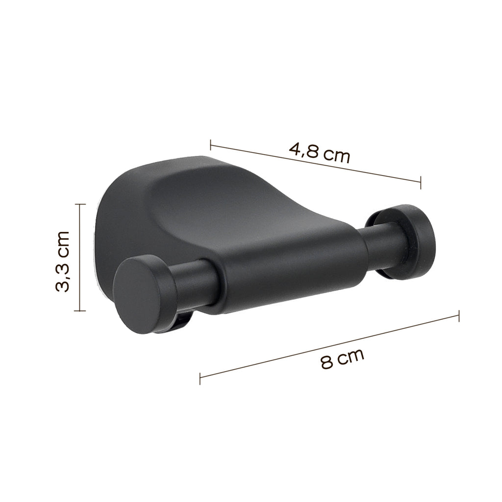 Appendiabiti doppio a parete in Acciaio Inox Gedy serie Stelvio - Nero Matt