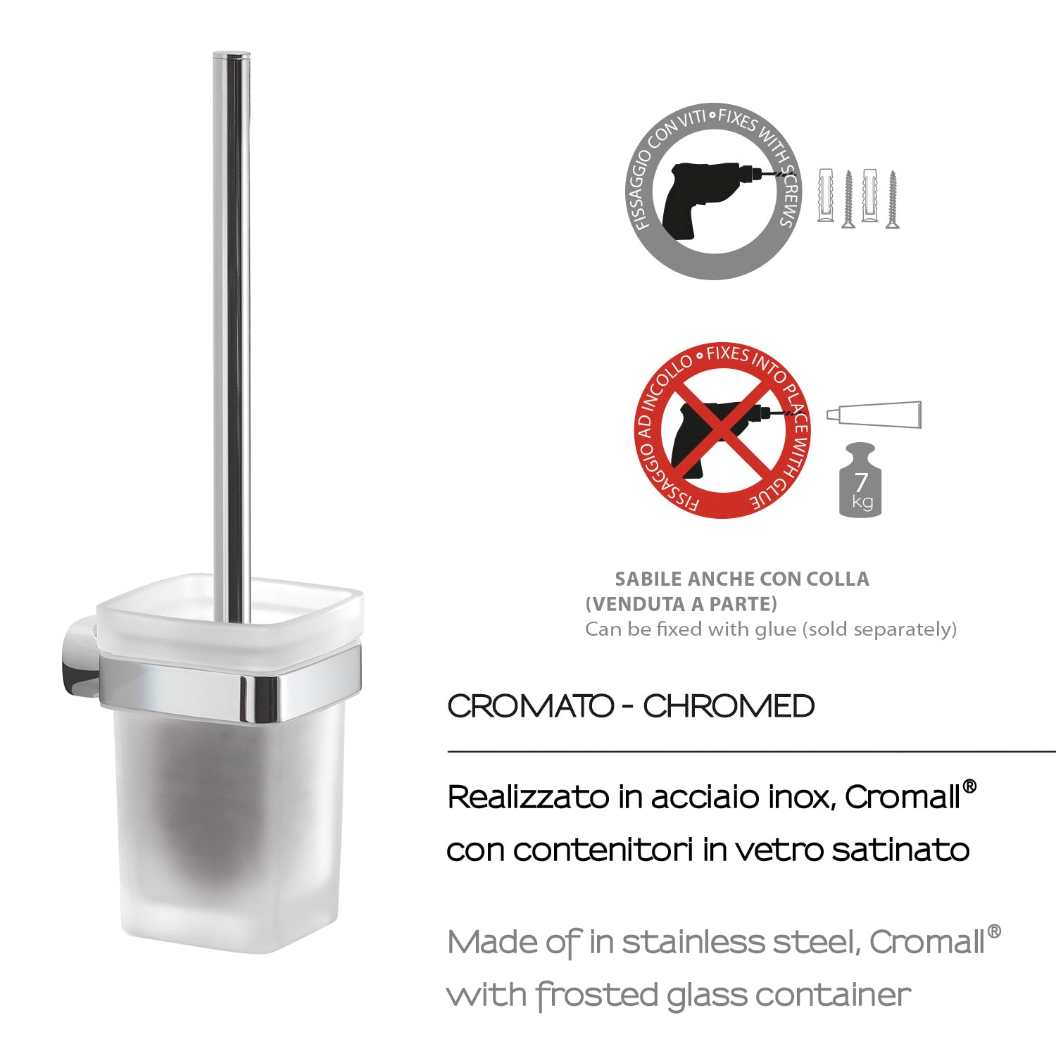 Scopino a parete in Acciaio Inox Gedy serie Stelvio - Cromato