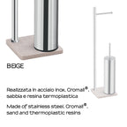 Piantana in Acciaio Inox con portarotolo e scopino Gedy serie Trilly - Beige