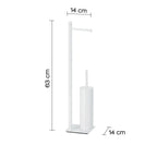Piantana in Acciaio Inox con portarotolo e scopino Gedy serie Trilly - Bianco