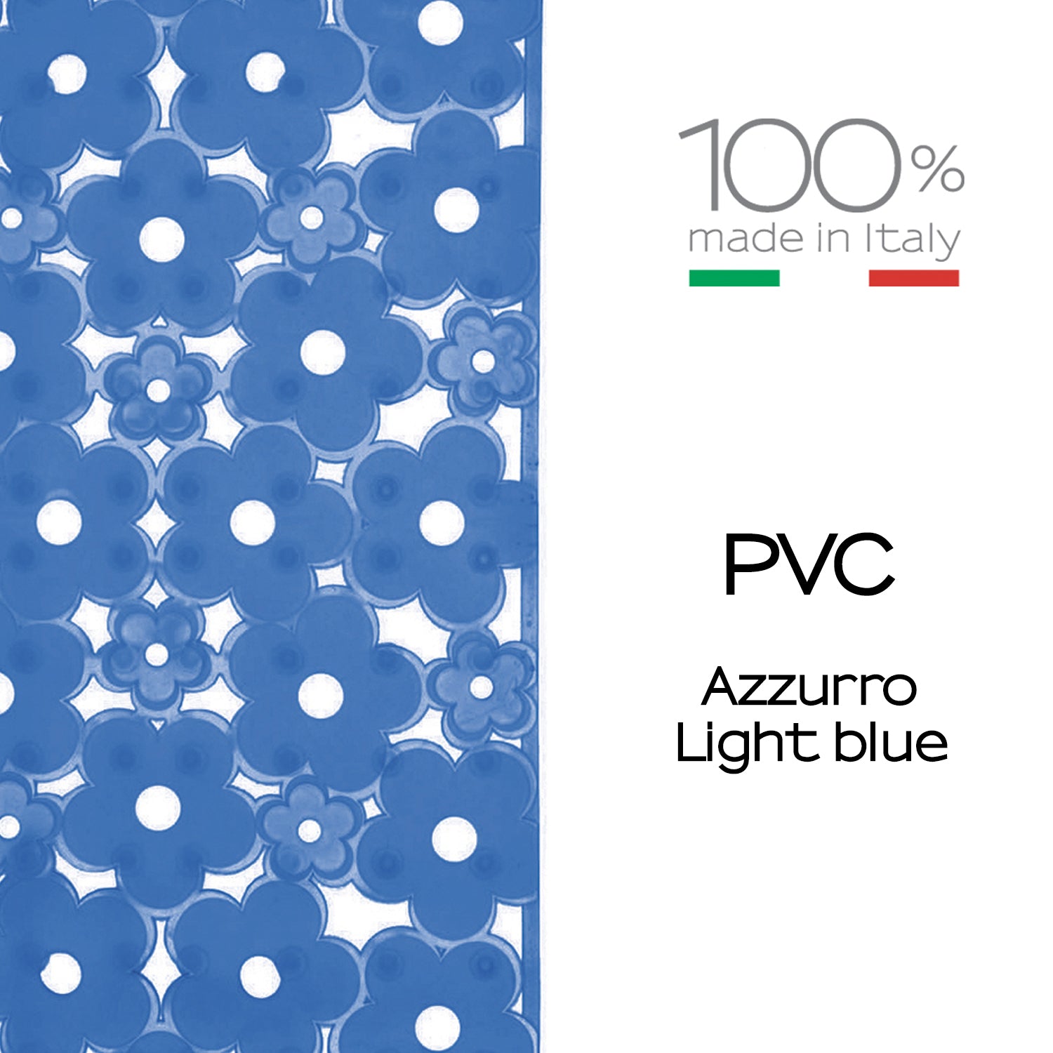 Tappeto antiscivolo doccia 53x53 in PVC modello Margherita di Gedy - Azzurro