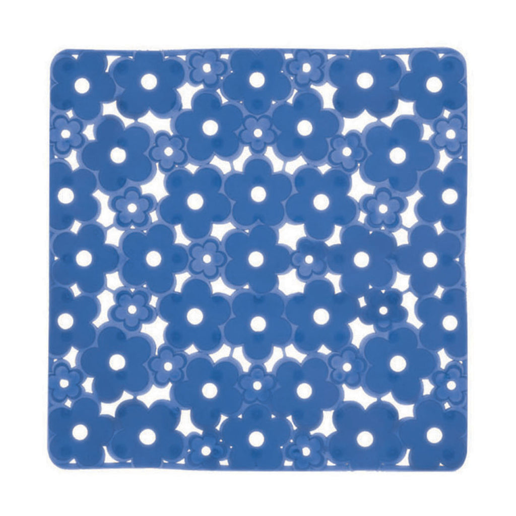 Tappeto antiscivolo doccia 53x53 in PVC modello Margherita di Gedy - Azzurro